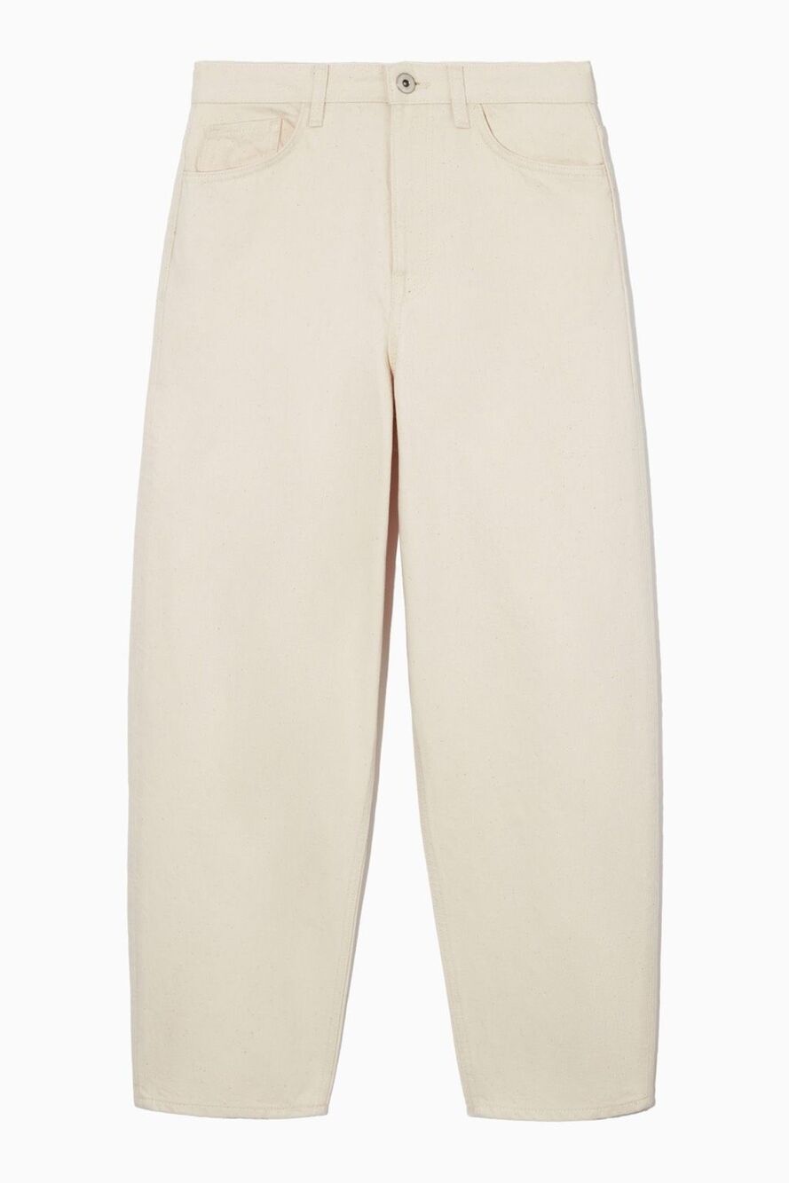 COS Arch Tapered High Rise Ankle Jeans Off White Size 26